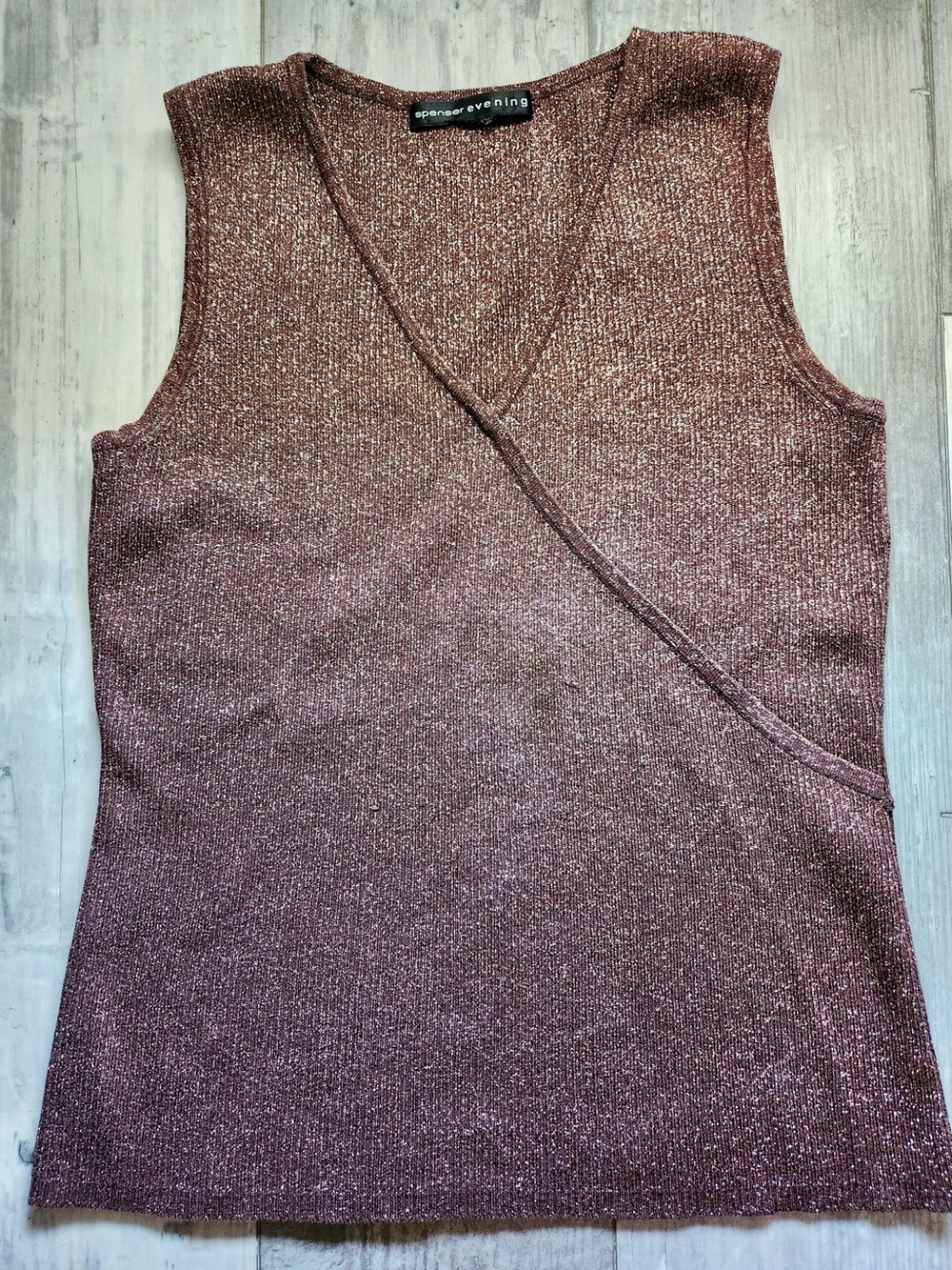 Spenser Evening Metallic Rose Sleeveless Knit Top, Ladies medium